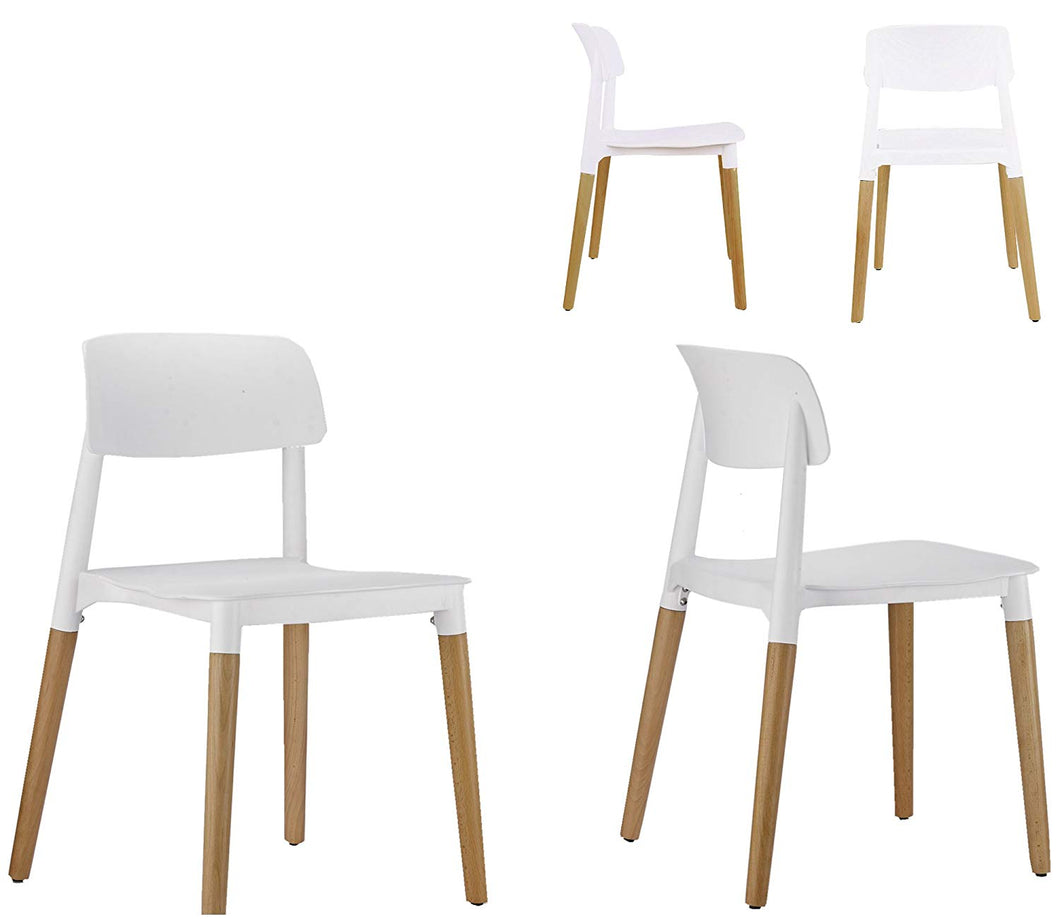 BTEXPERT 5080 Halime Dining Chairs Set of 4, Wood, White - BTExpert