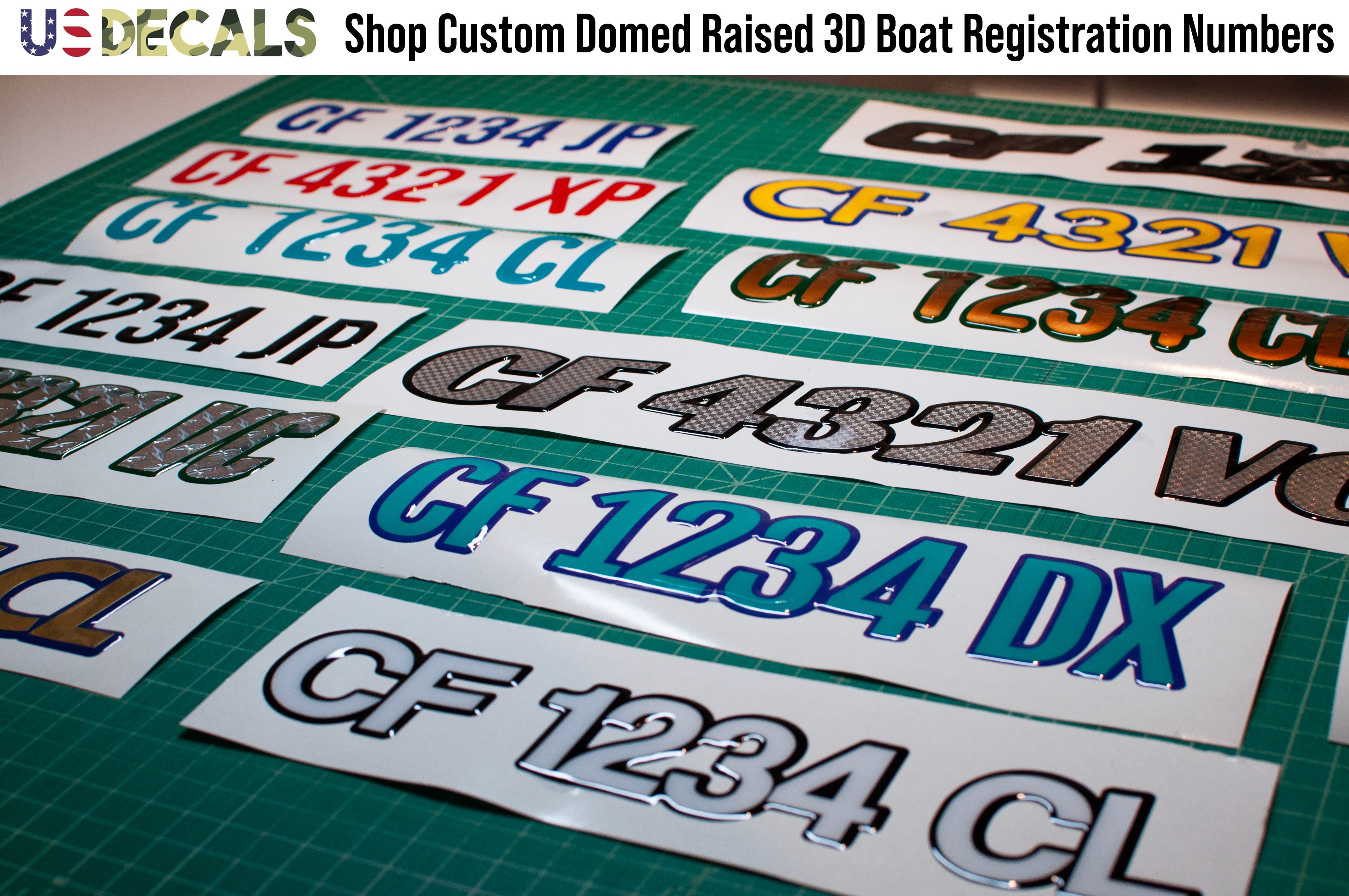 3d domed boat registration numbers and letters