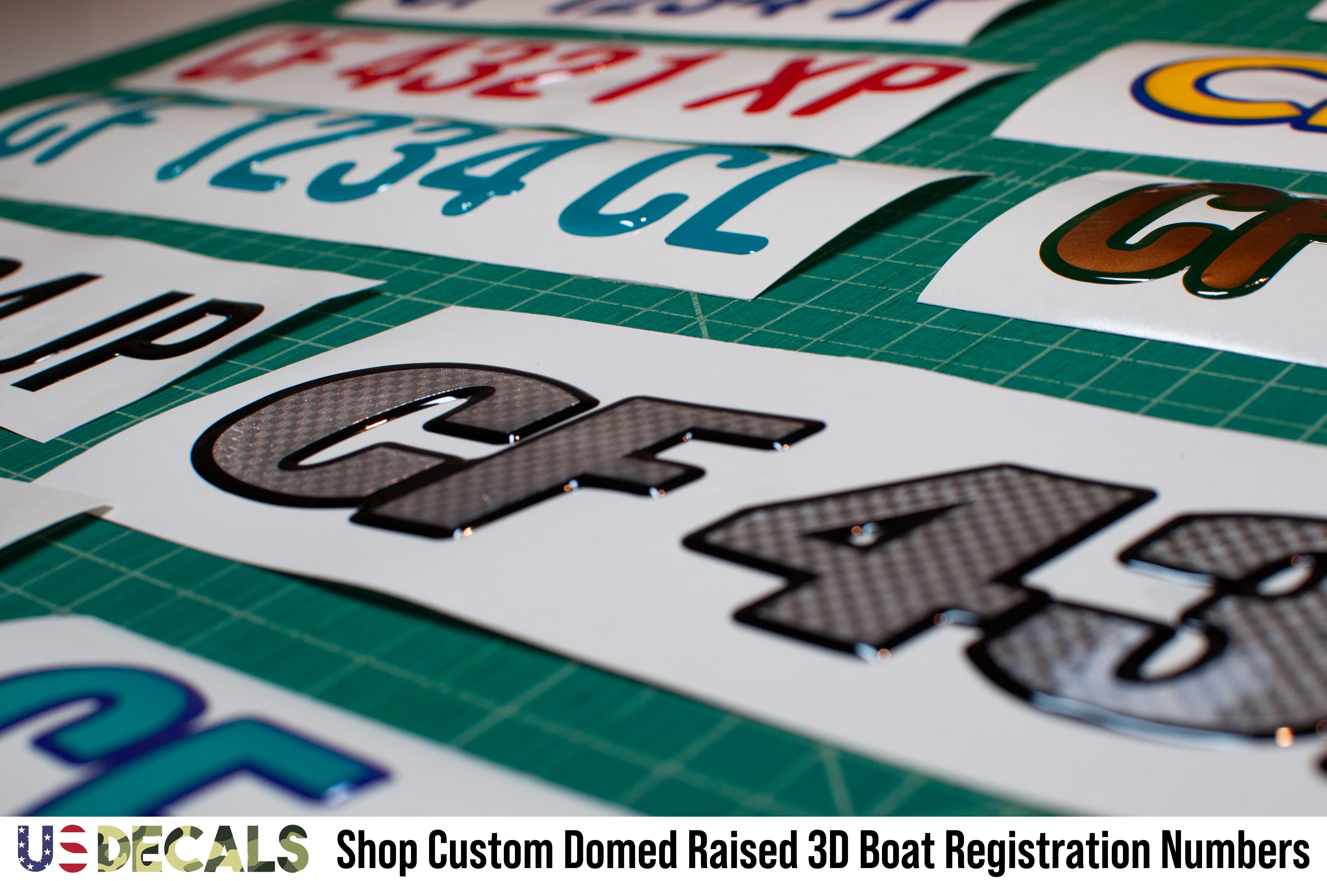 raised domed boat registration number decals