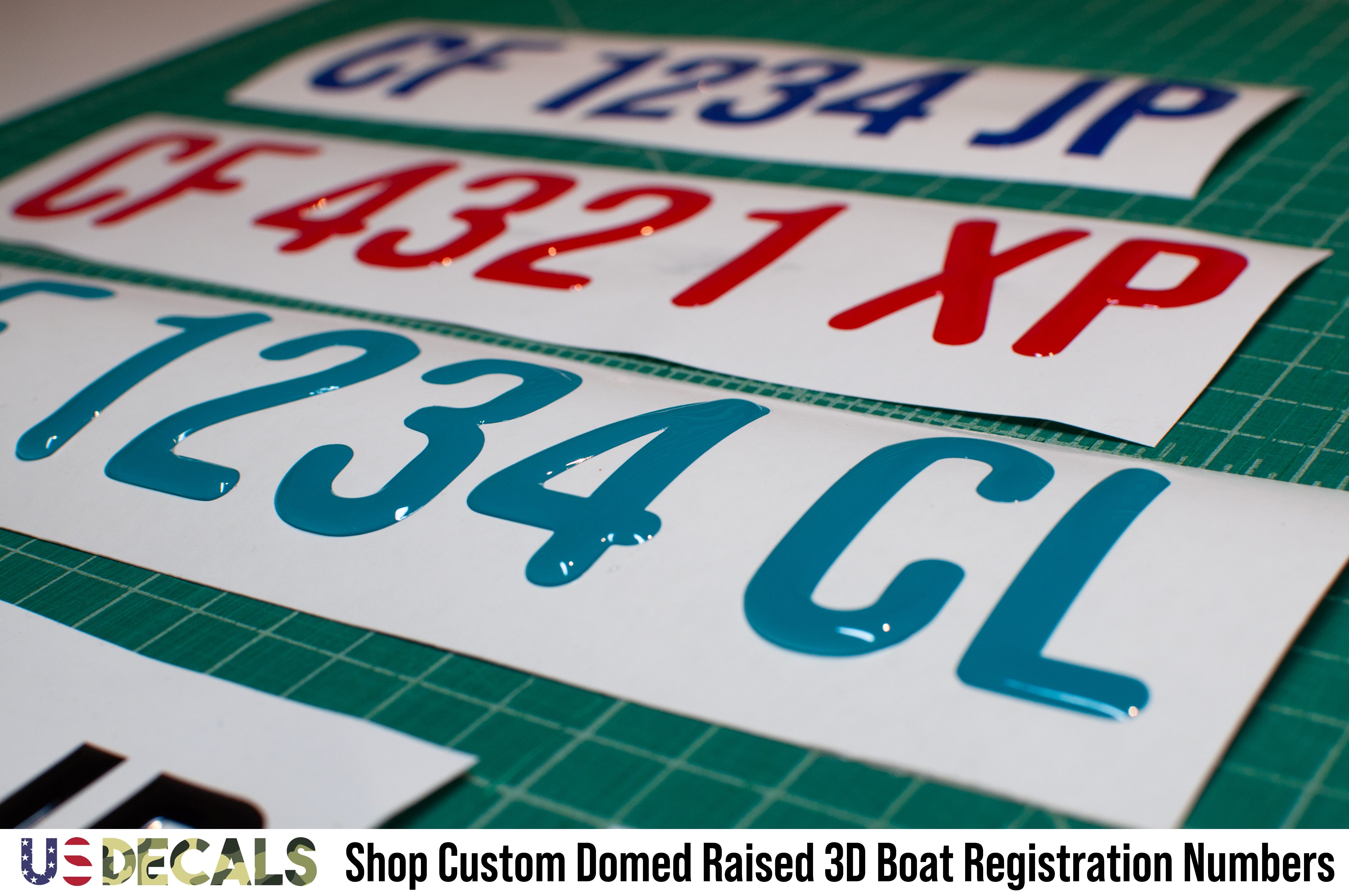 boat registration number sticker decals lettering raised domed 3d