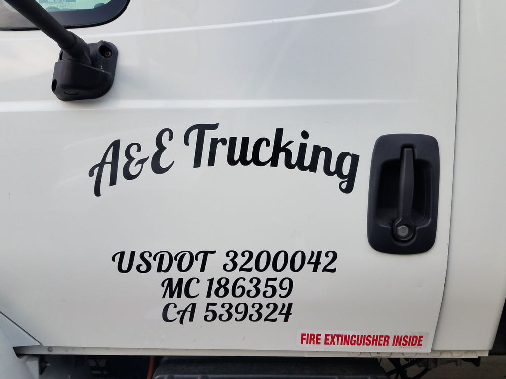 company name usdot mc ca number decal sticker semi truck door