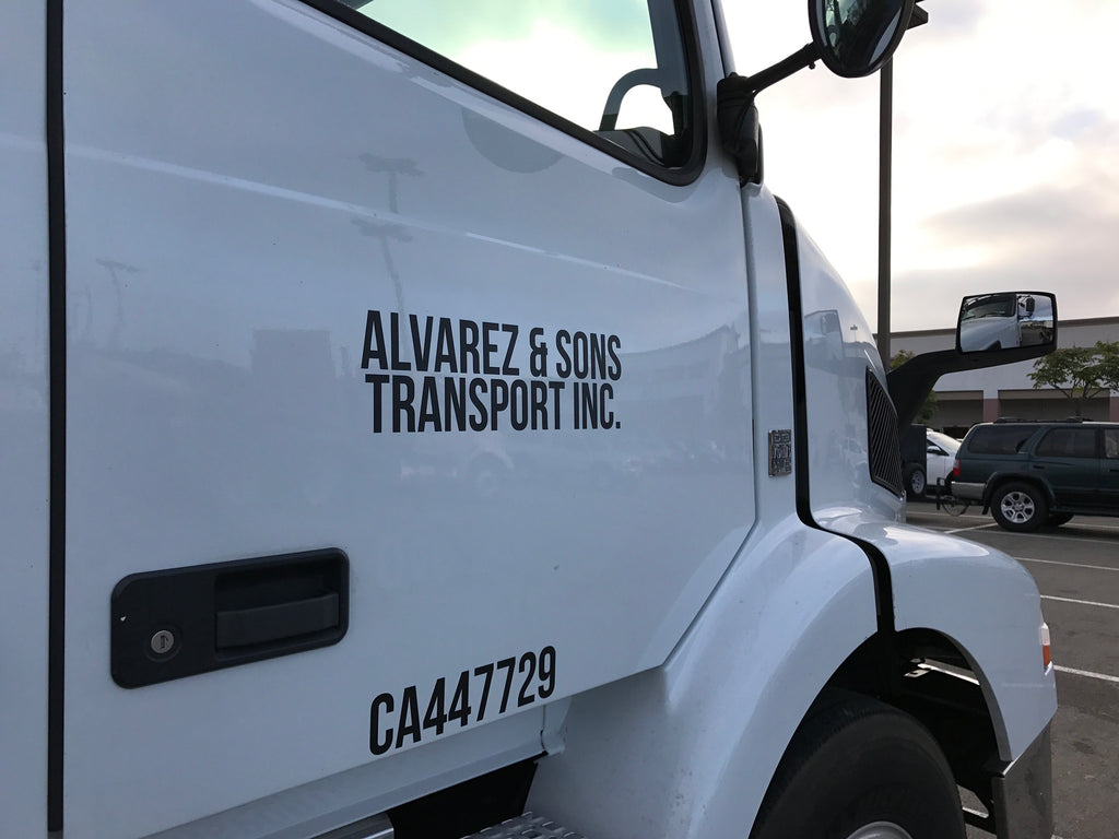 Company Name & CA Number Decal Truck Door Lettering Example