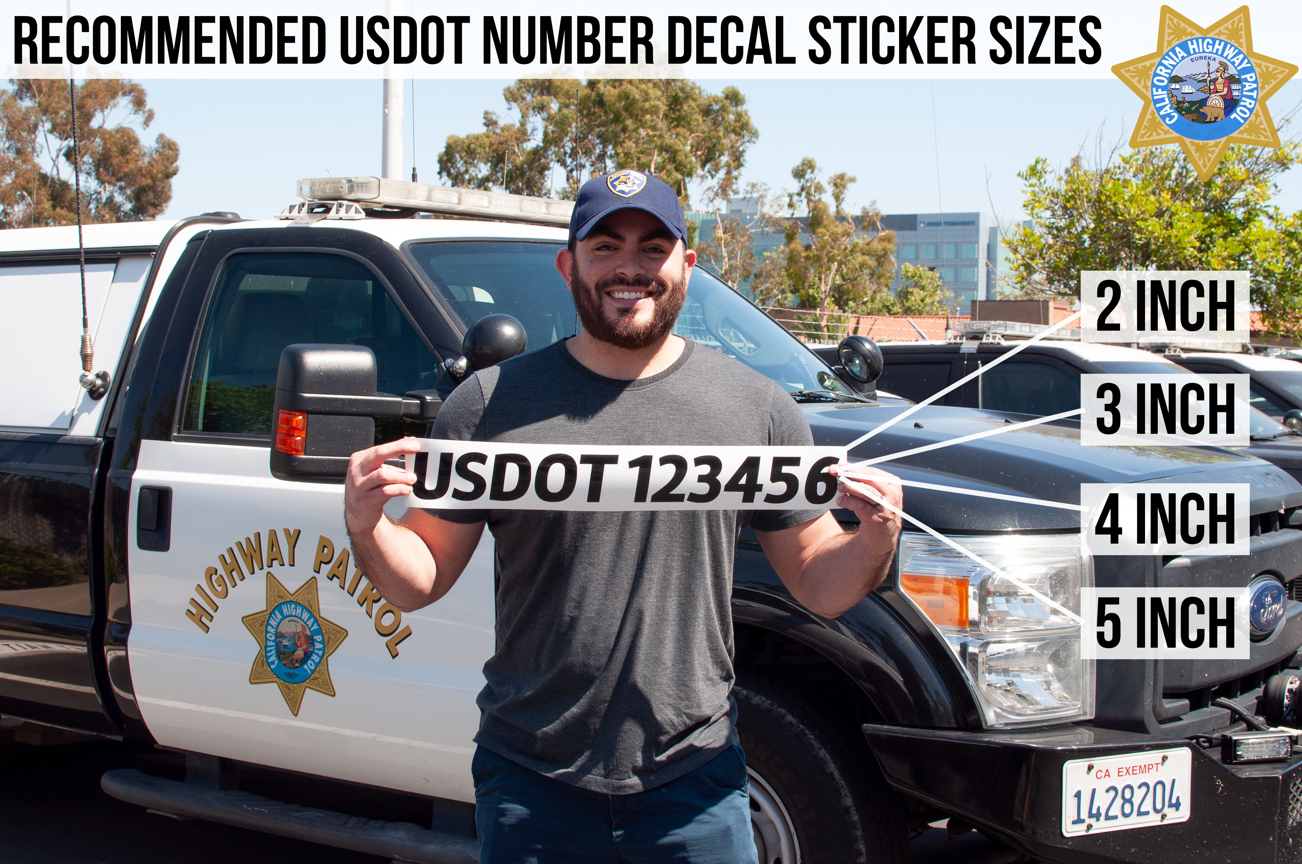 recommended sizes for your usdot number decal lettering