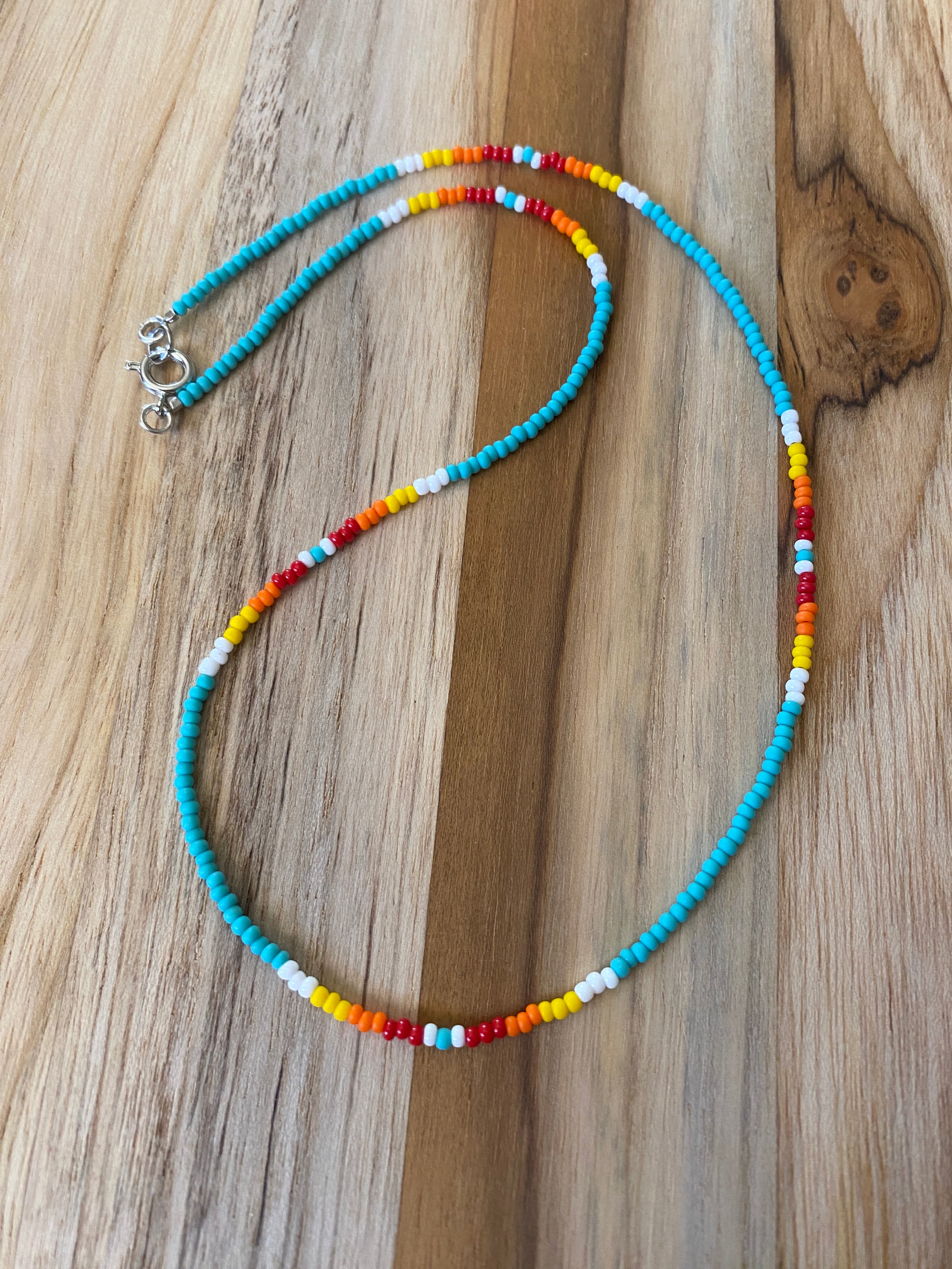 Rainbow Seed Bead Necklace. Rainbow Pattern & Black Seed Bead Necklace  Jewelry. Made in USA – Just Bead It