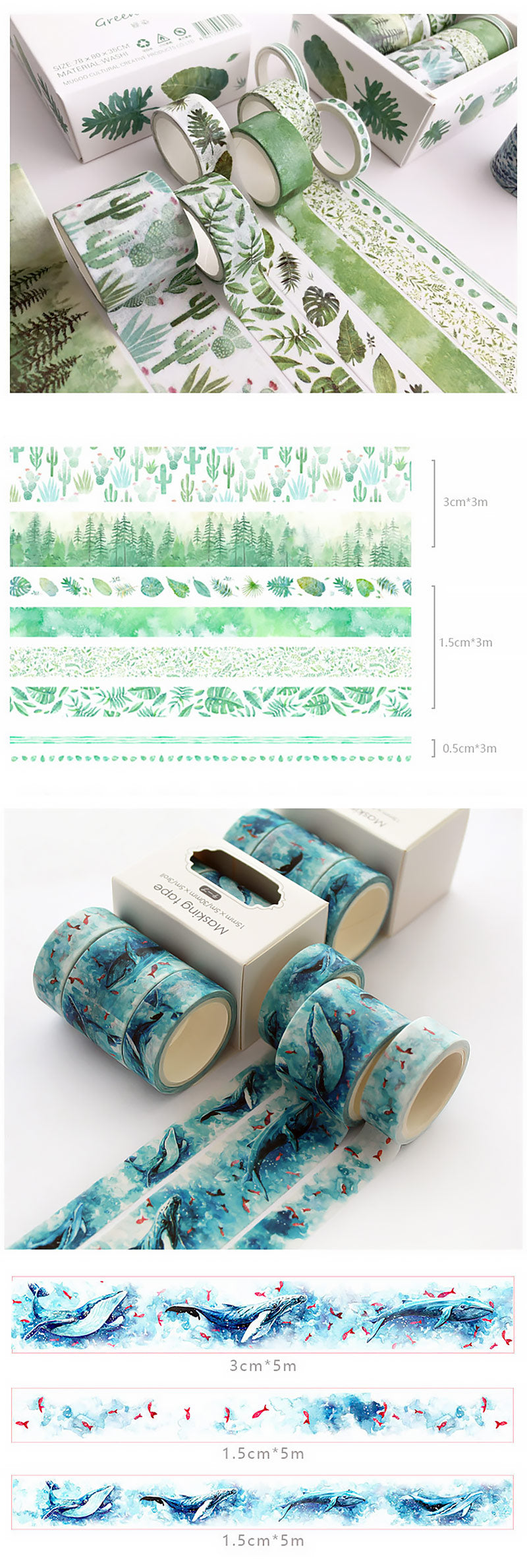 Pastel Watercolor Washi Tape Box Set - Detail
