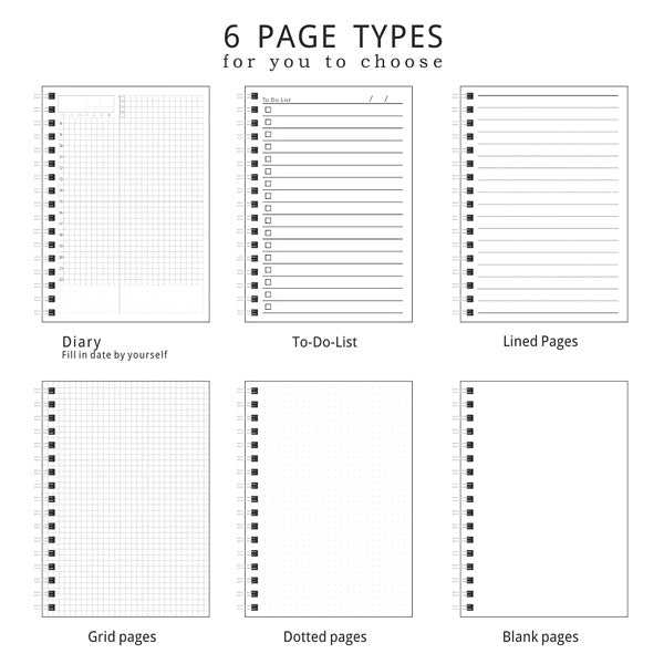 Spiral Bound Notebook Dotted Lined Grid A6 A5 B5 A Lot Mall