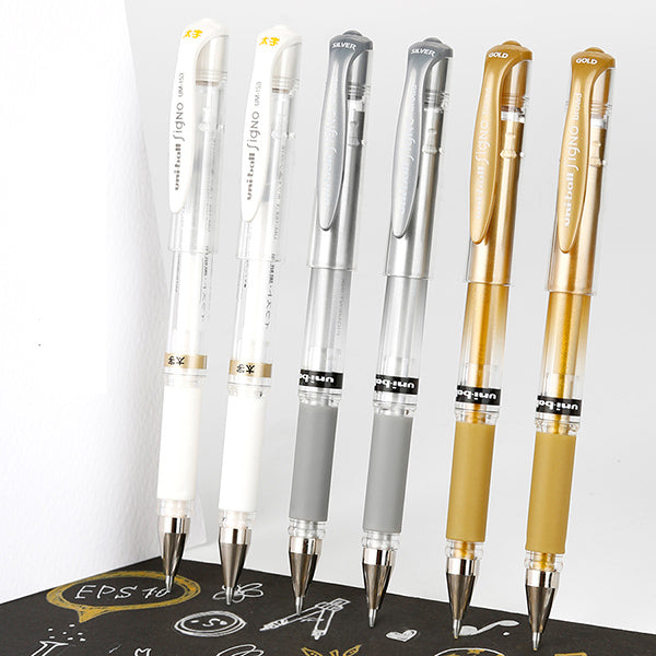 Uni-ball Signo Broad UM-153 Gel Pen - White Ink - 10 Pen Bundle