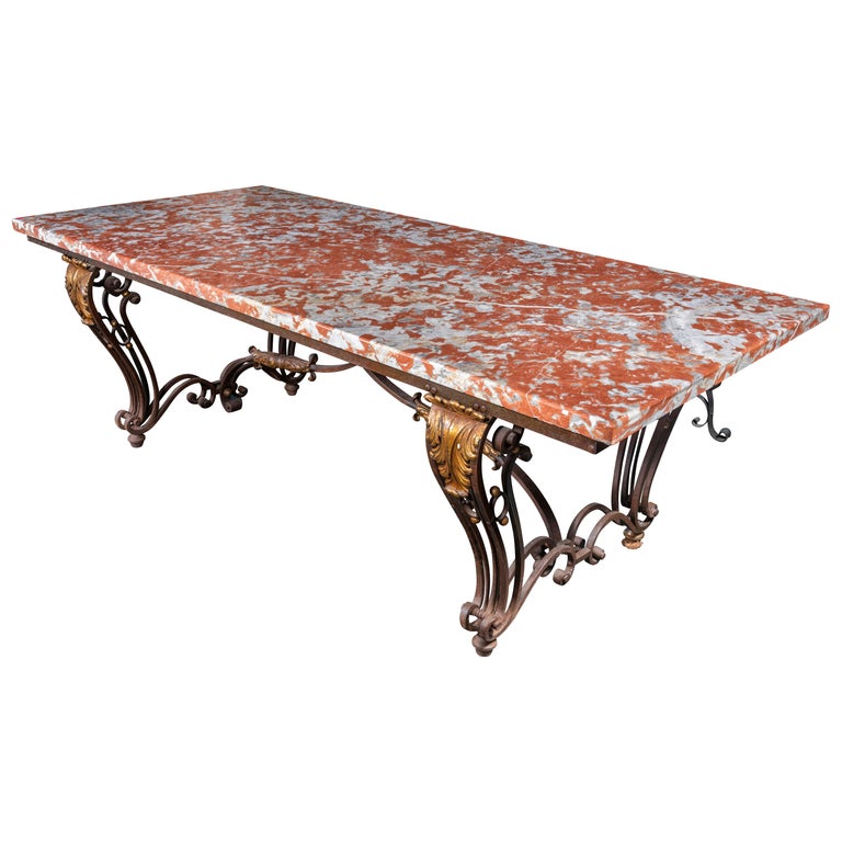 Louis Vuitton Iron and Marble Dining or Center Table, 1930's