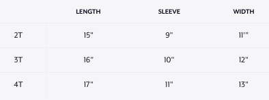 Toddler Tee Size Chart