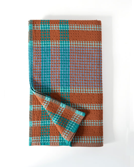 Willow Beach Towel  colourful cotton towel with a checked design - Mungo