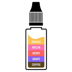 Bottle of e-liquid for vaping with multiple flavour concentrates