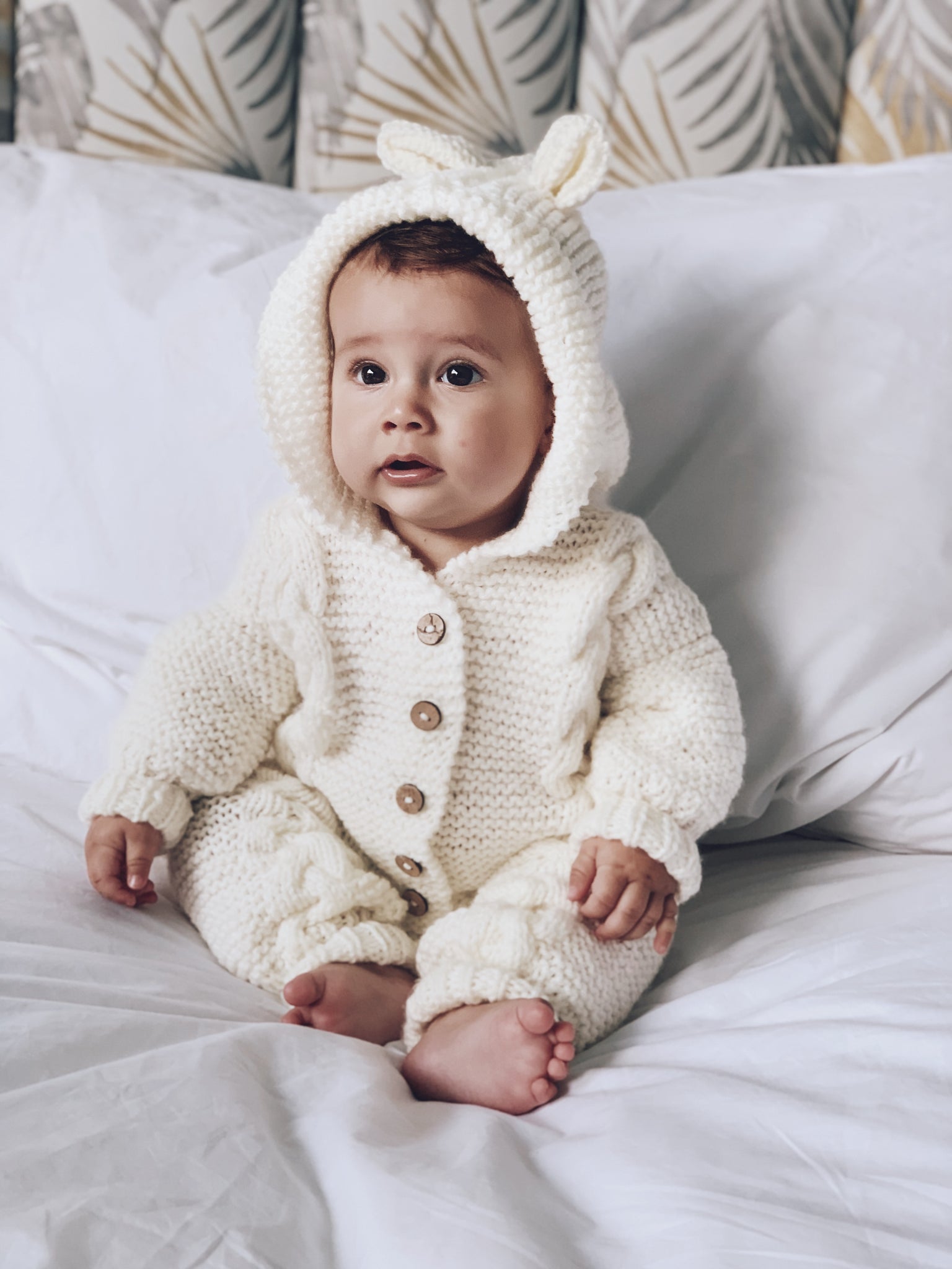 Cable Knit Bear Romper Baby Couture