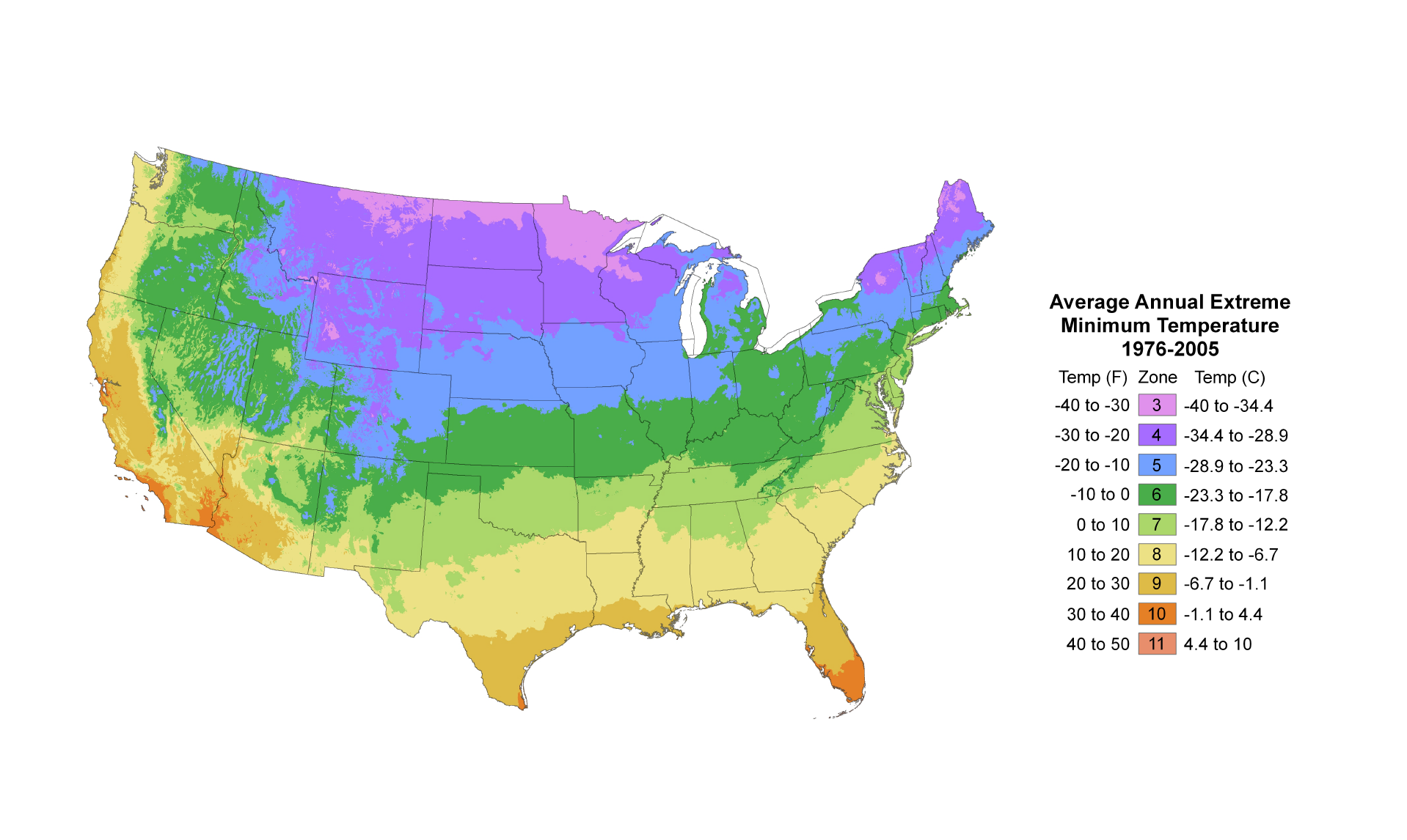 USDA Hardiness Zone Map