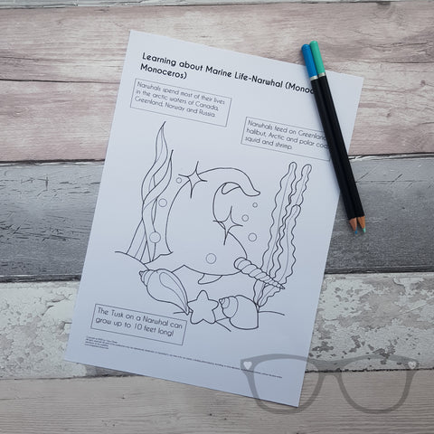 Narwhal Colouring Page by Mini Geek Boutique
