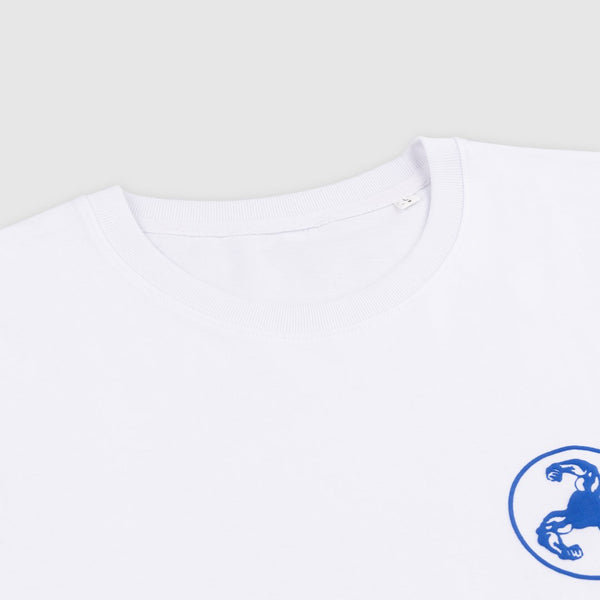 BLUE LOGO PUFF PRINT WHITE T-SHIRT | Bicep UK