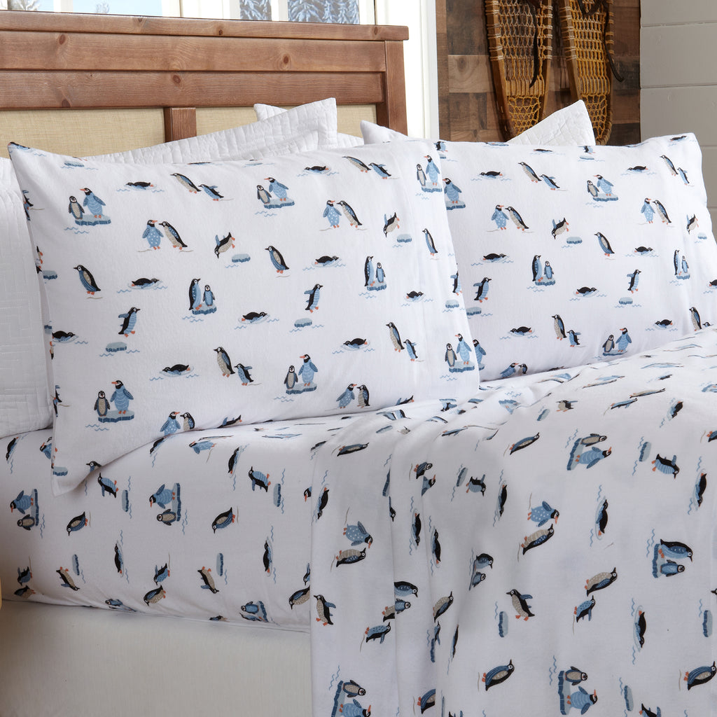 Flannel Sheet Set Penguins Jumping