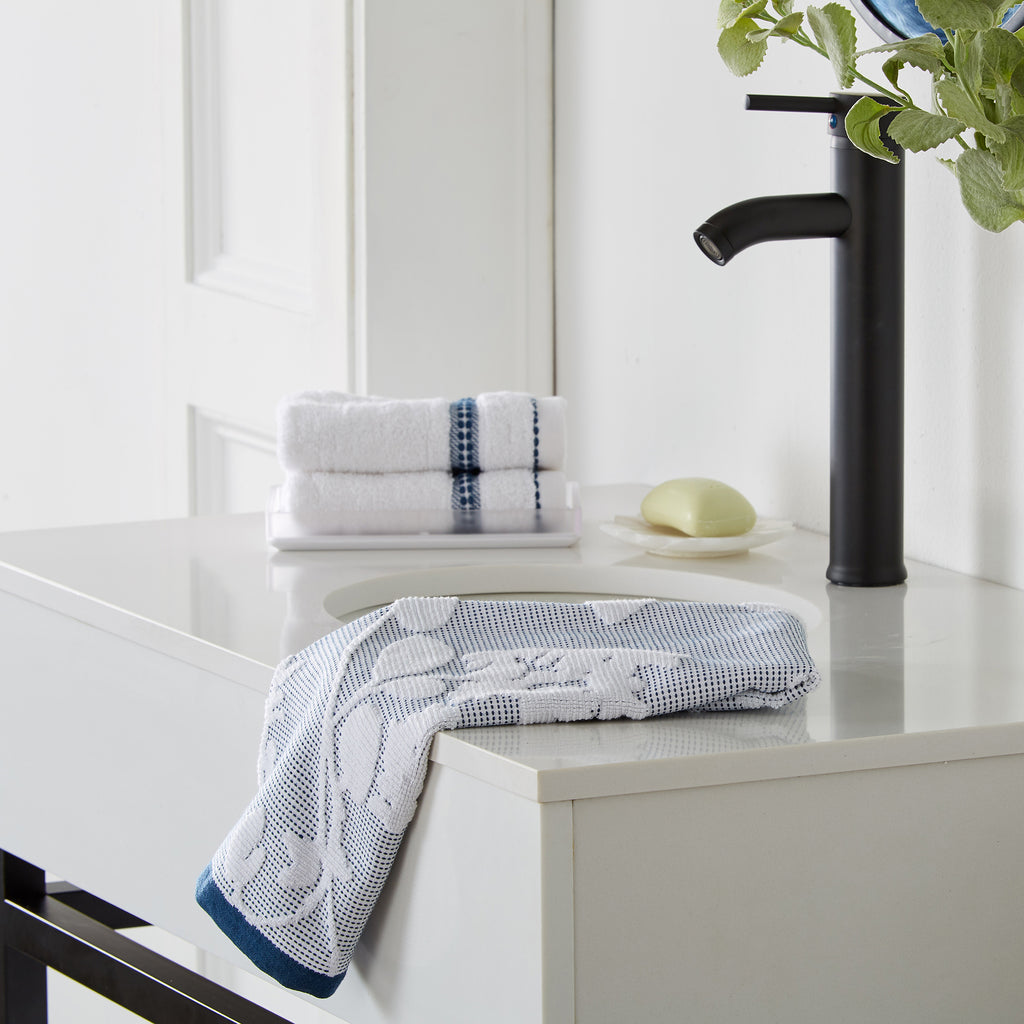 floral jaquard cotton bath towels