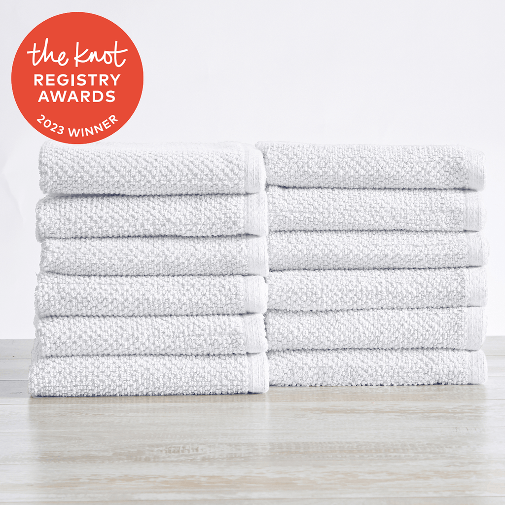 Great Bay Home 100% Cotton Jacquard Bathroom Towels. Absorbent Quick-Dry  Plush Bath Towels. Cassie Collection (Hand Towel (4-Pack), White/Grey) Hand  Towel (4-Pack) White / Grey