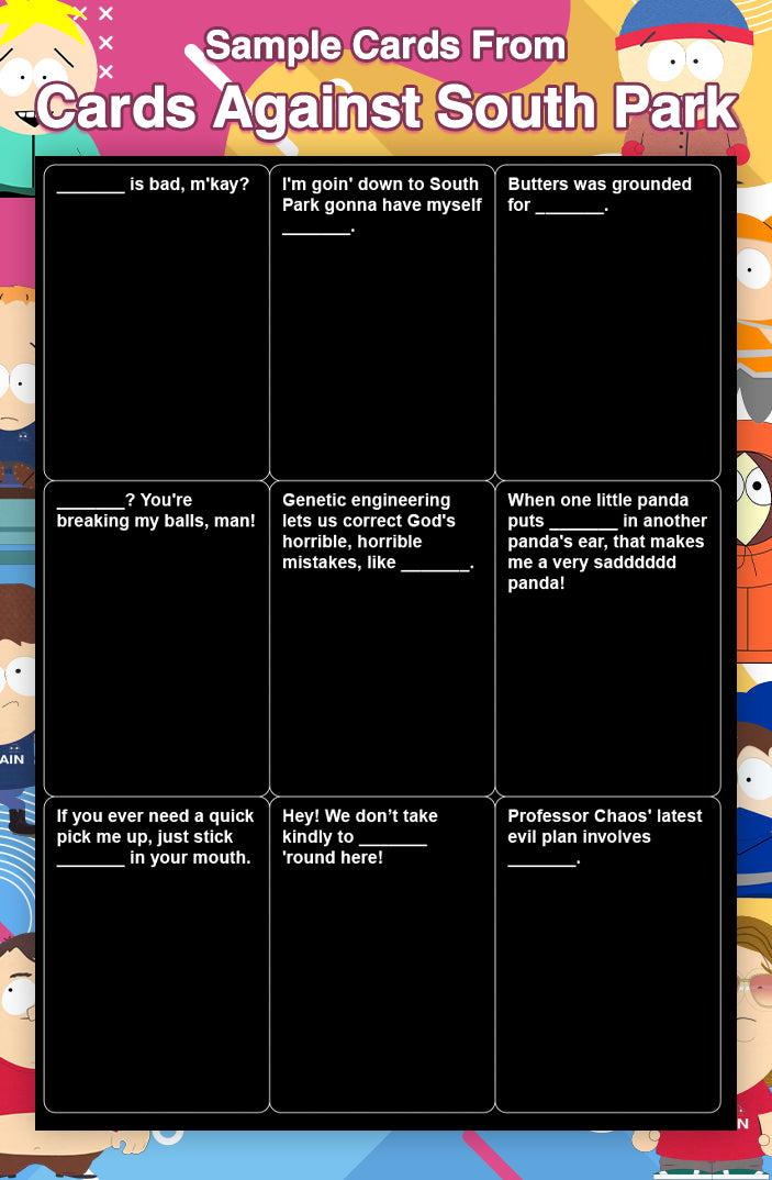 Cards Against South Park Digital Download Parody Cards