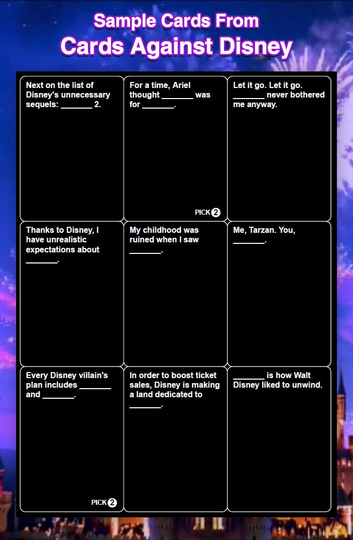 Cards Against Disney Digital Download Parody Cards