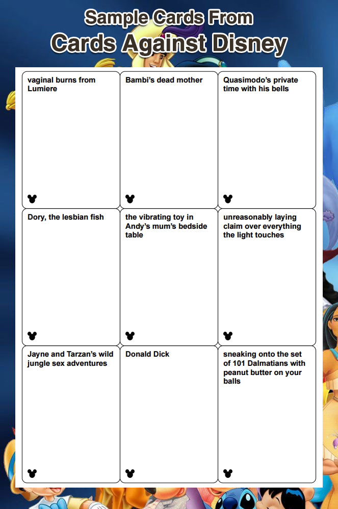Cards Against Disney Digital Download Parody Cards
