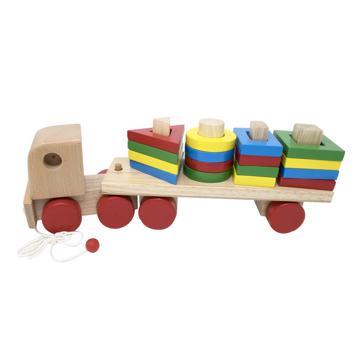 learn shapes with wooden truck toy