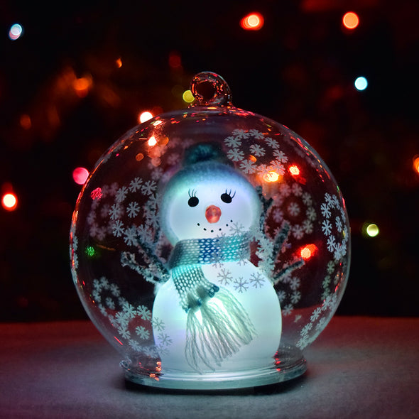 *New* GlowCity LED Color Changing Snowman Glass Globe Ornament ...