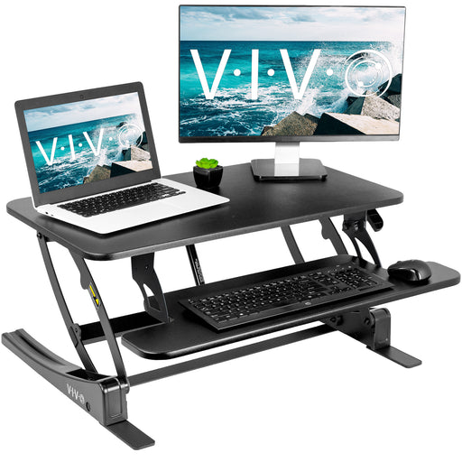 VIVO Black Clamp-on Extra Large 46 inch Ergonomic Desk Shelf