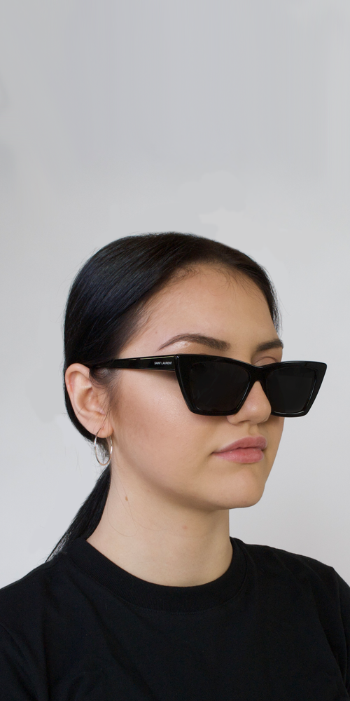 Saint Laurent Black/Gray 213 LILY Cat-Eye Sunglasses at FORZIERI