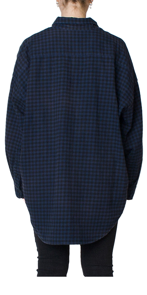 Button Front Shirt Navy/Black Check