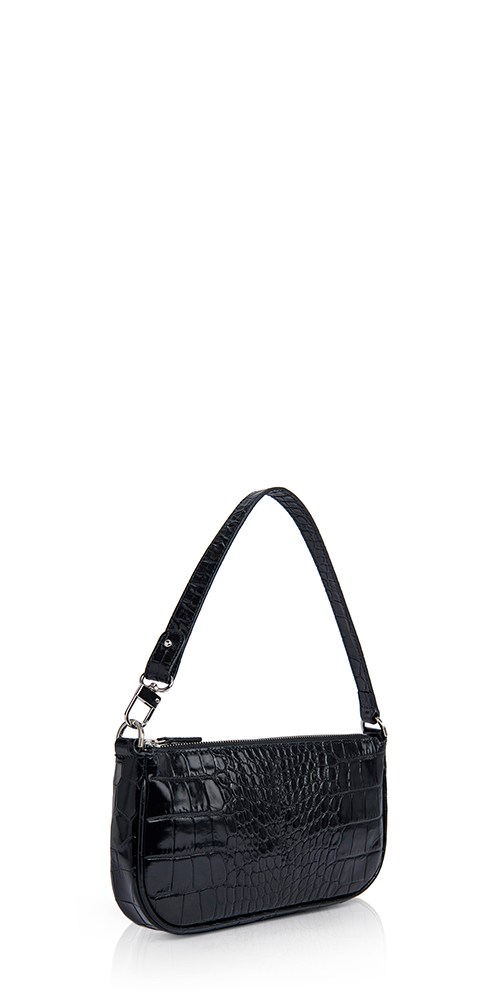 By Far Black Leather Rachel Shoulder Bag In Bl Black