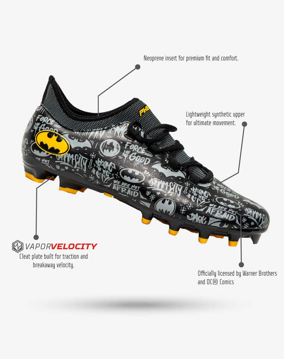 Batman Football Cleats - Velocity  by Phenom Elite – Phenom Elite Brand