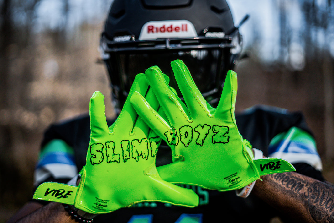 lime green football gloves