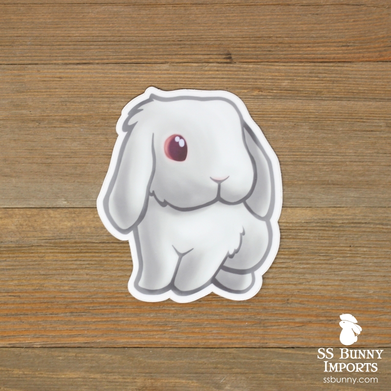 Redeyed white lop rabbit sticker SS Bunny Imports