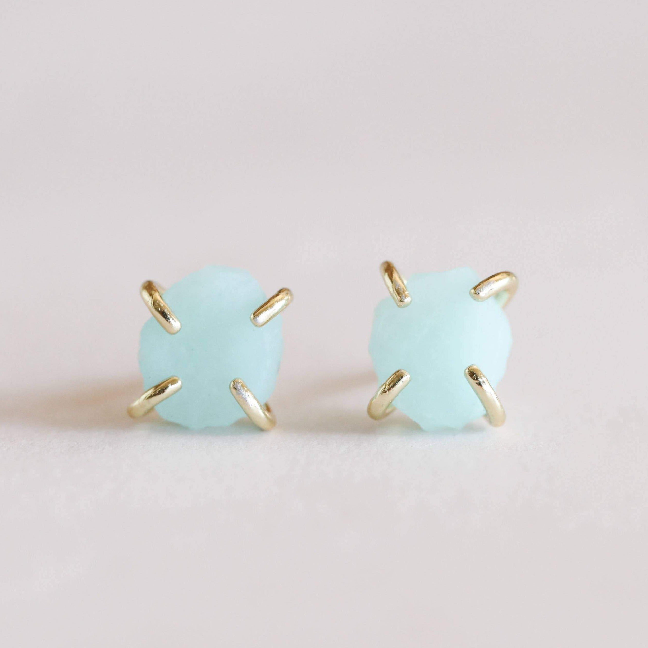 Amazonite Gemstone Prong Earrings