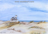 Oregon Inlet Life-Saving Station is a watercolor painting by Bettye C. White.