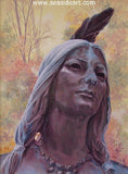 Beads & Feathers-Pocahontas an acrylic painting by artist, Catherine Girard. 