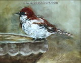 Birdbath is an original oil painting by artist Karen Chamblin