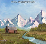 Mountain Cabin Home is an oil painting on canvas by Connie Cruise.