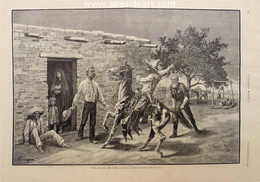 Texas Rangers Attacking a Comanche Village, 1896' Giclee Print - Frederic  Sackrider Remington