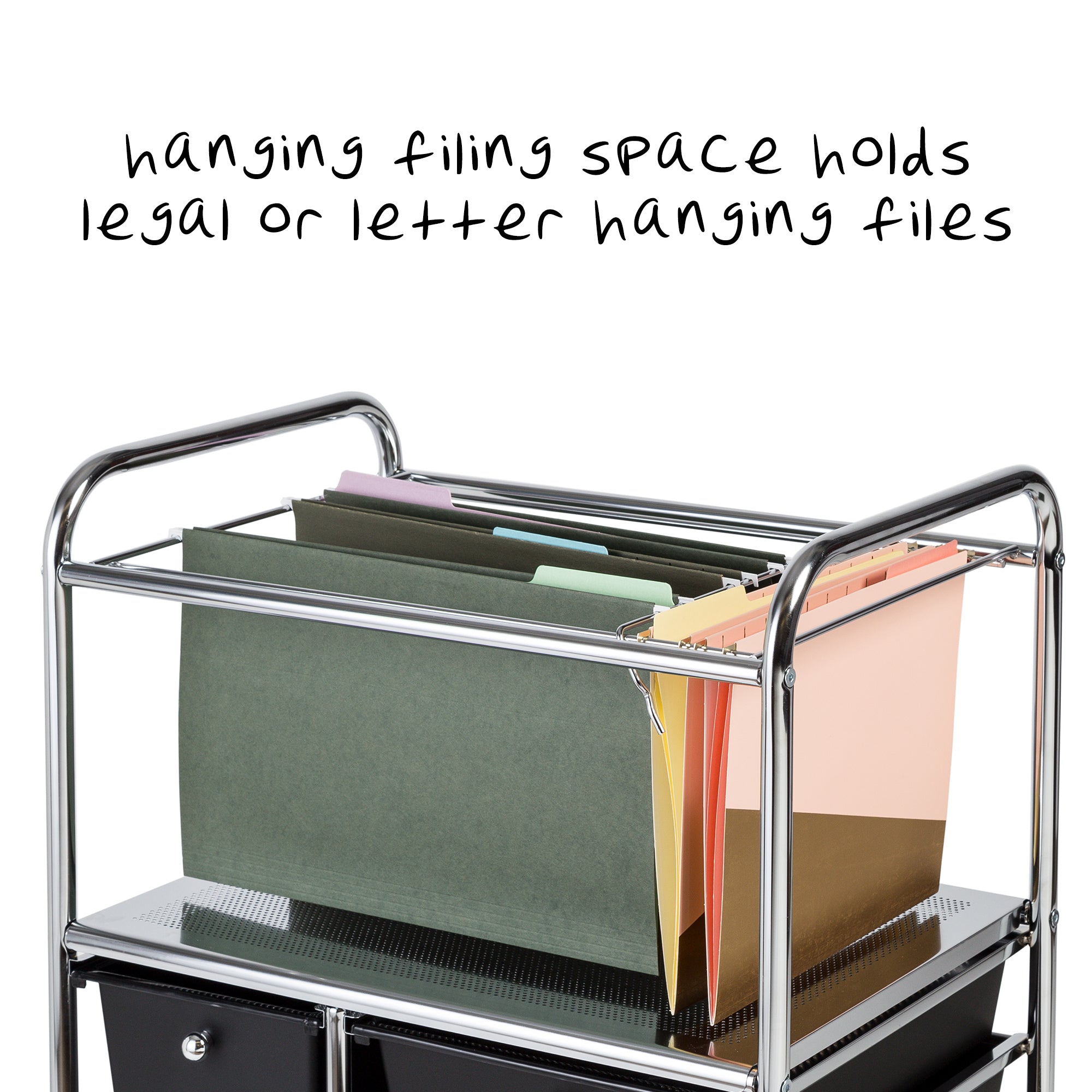 5 Drawer Rolling File Cart Chrome Black