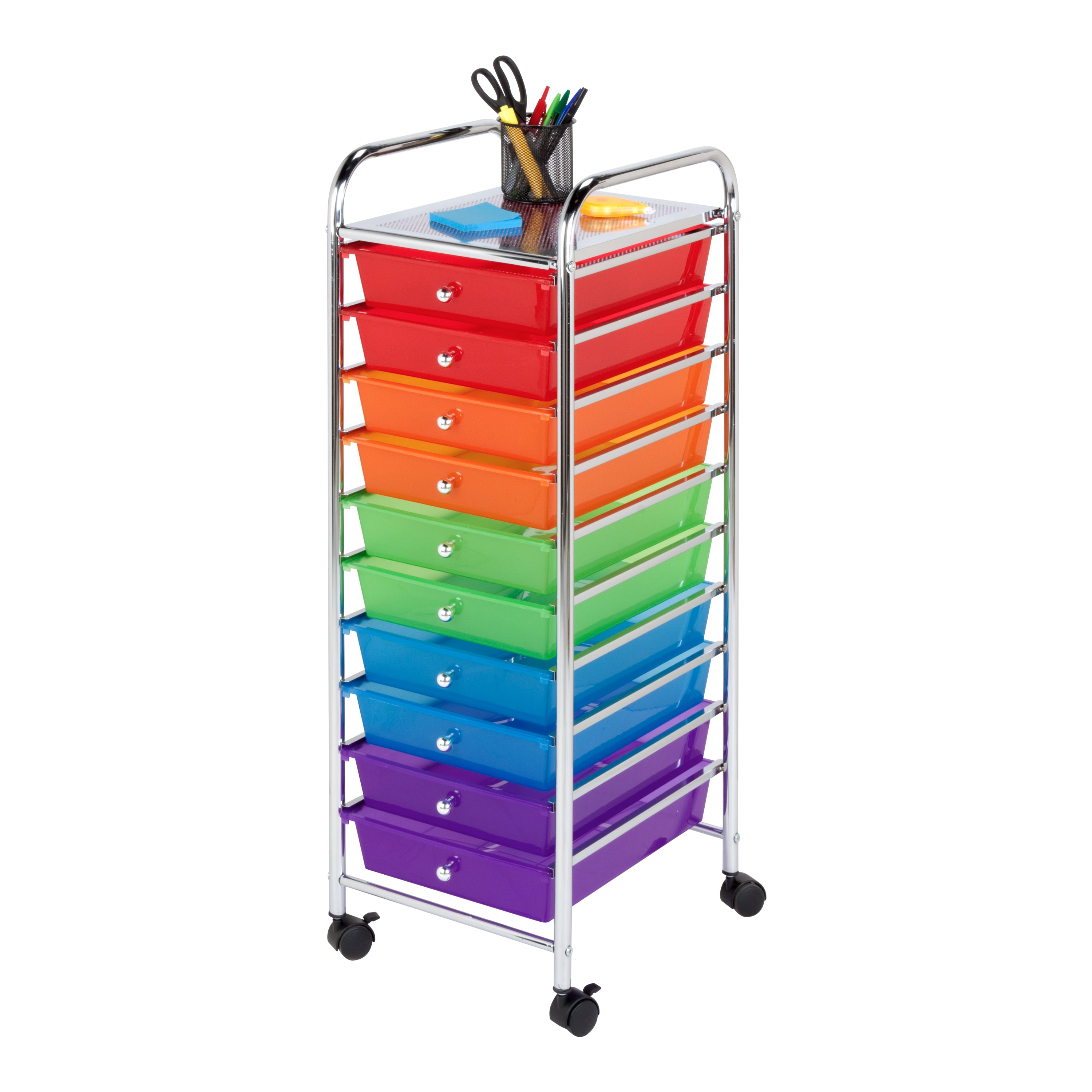 10 Drawer Multicolored Organization Cart