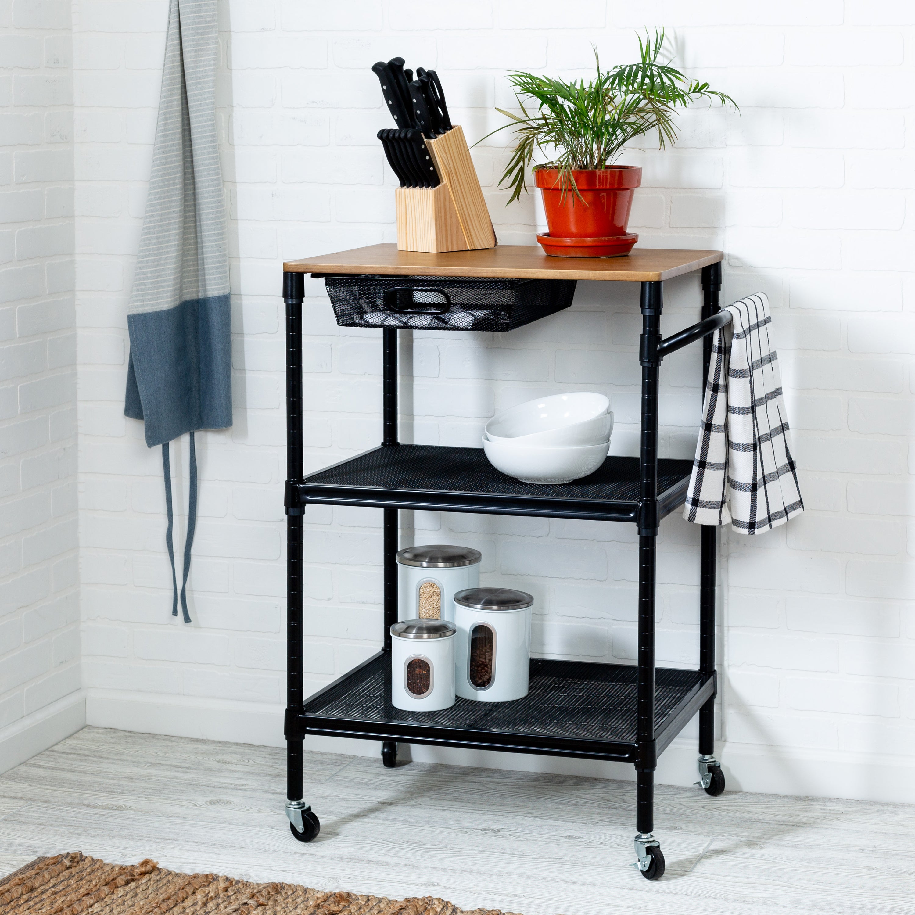 kitchen storage cart with baskets