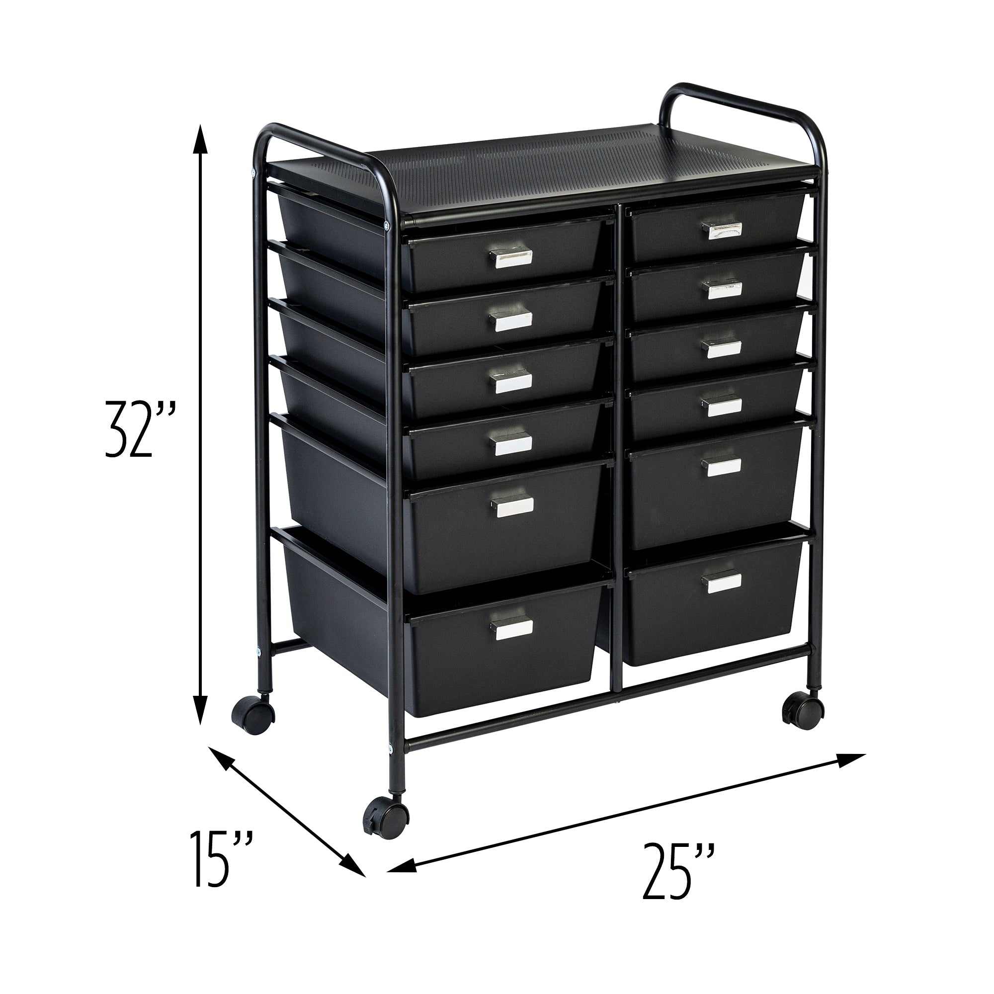 12 Drawer Rolling Storage And Craft Cart Organizer Black