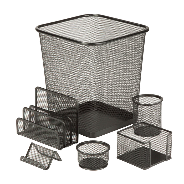 6 Piece Mesh Desk Set Black