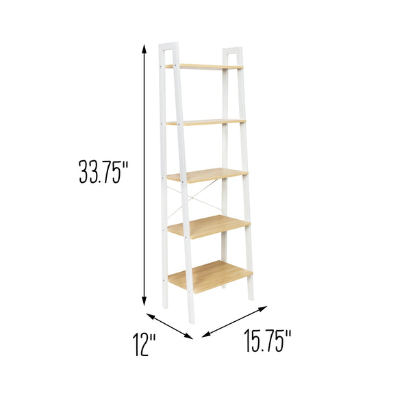 Wood and Metal A-Frame Ladder Shelf, 5 Tiers