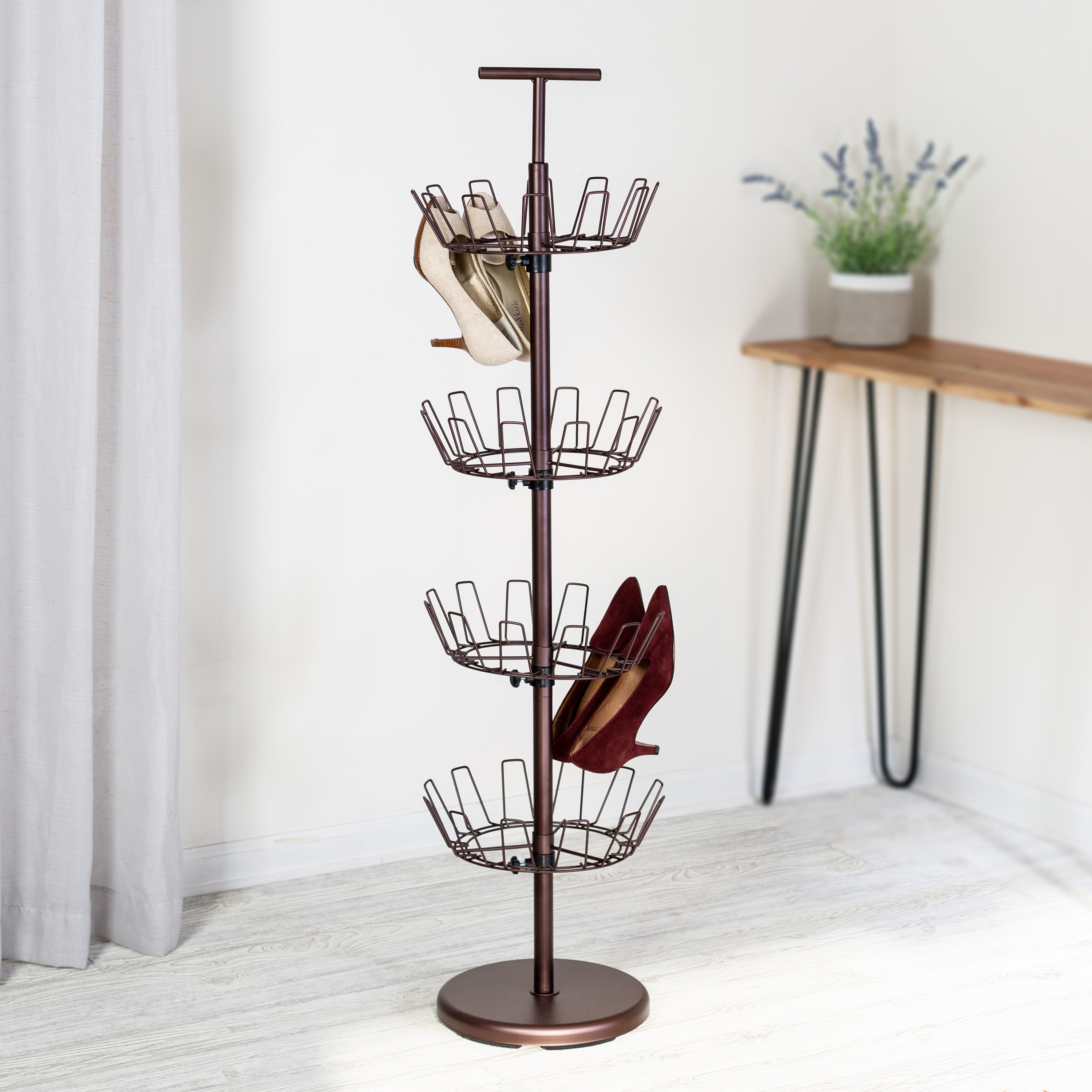 4 tier revolving shoe rack