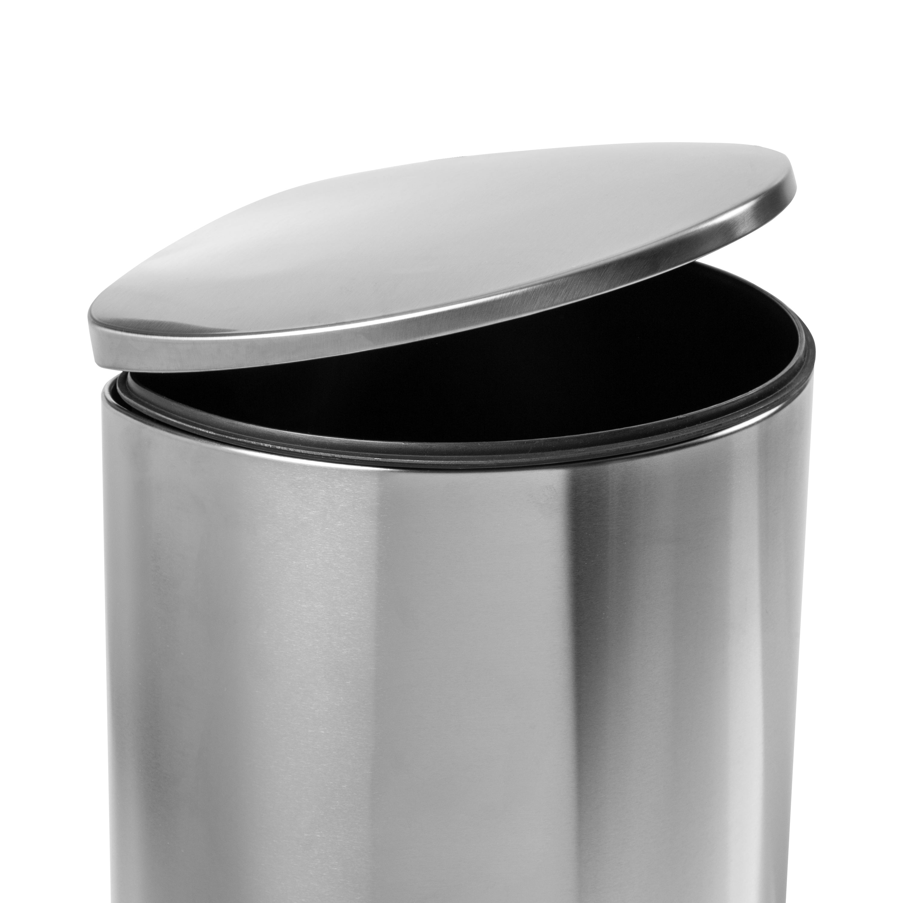 kans Zeker emulsie Semi-Round Stainless Steel Step Trash Can with Lid, 40-Liter