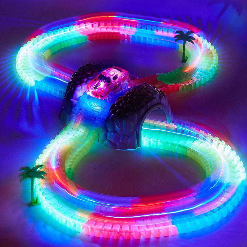 glow in the dark race track and cars