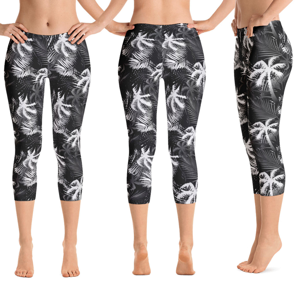 Hawaiian Tropical Palm Tree and Fern Crop Yoga Pants - 9 Colors Availa ...